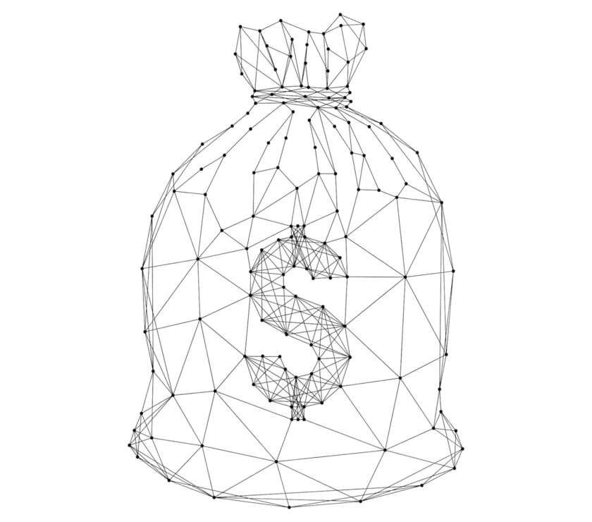 money-bag-with-dollar-icon-cash-business-finance-payment-from-abstract-futuristic-polygonal-black-lines-dots-vector-illustration