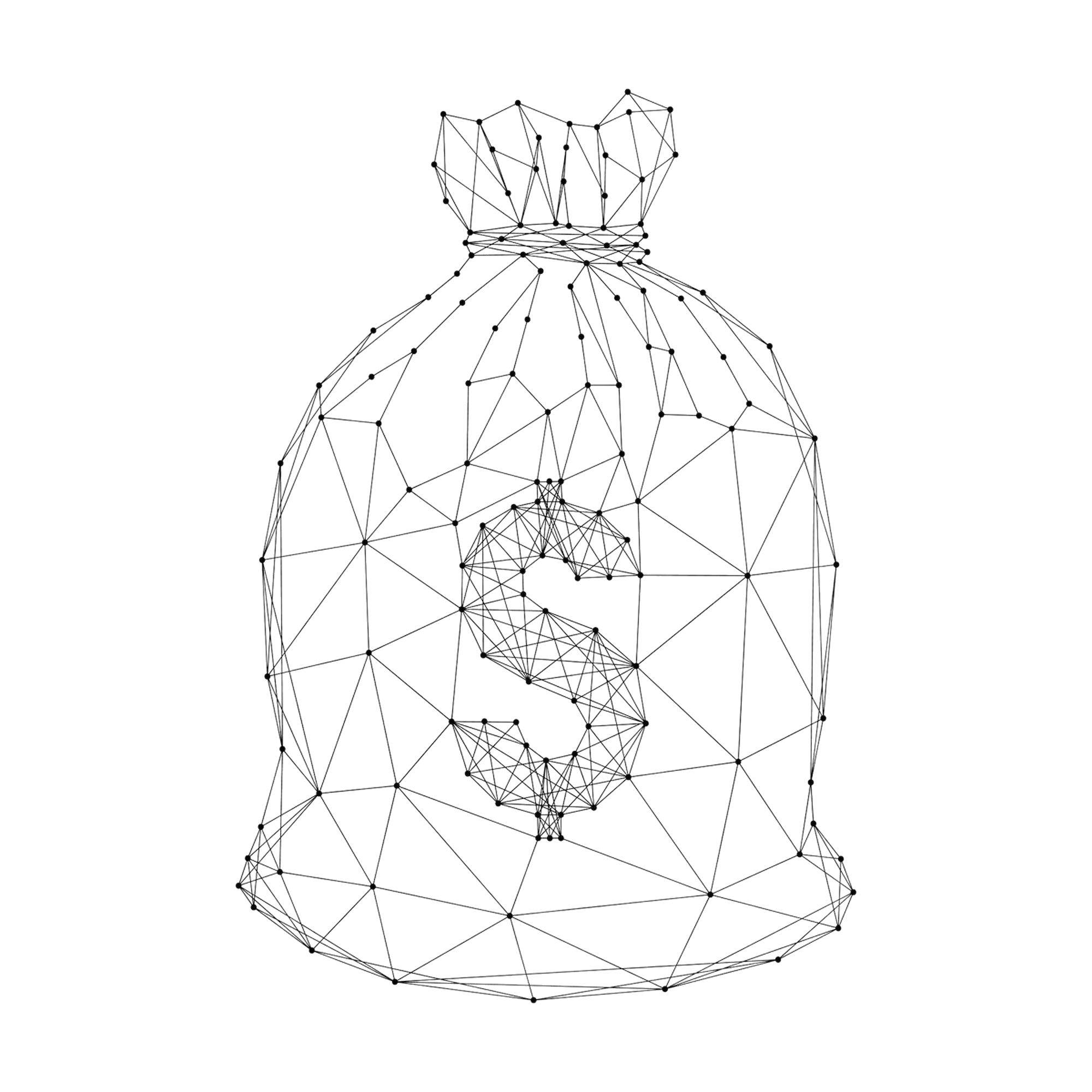 money-bag-with-dollar-icon-cash-business-finance-payment-from-abstract-futuristic-polygonal-black-lines-dots-vector-illustration